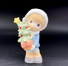 Precious Moments Christmas Boy Figurine with Star Tree picture
