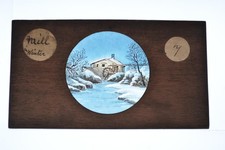 Water Mill Winter Snow Landscape Wooden Lantern Slide picture