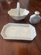 Vintage Lenox Fine China Charleston 3pc Vanity Dresser Set Bottle Tray Basket picture