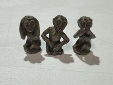 SET OF 3 PEWTER MONKEYS-SEE NO EVIL, HEAR NO EVIL, SPEAK NO EVIL HERITAGE PEWTER picture