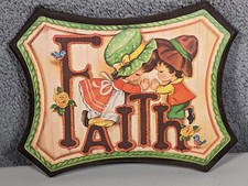 FAITH Homco Wooden Wall Hangings Plaques 70s Vintage picture