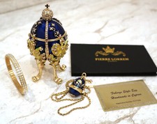 Royal Collection Faberge Imperial egg PLUS Faberge Egg Pendant Gold Swarovski picture