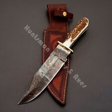 Custom Made Hand Forged C Steel Jim's BOWIE Replica Full Tang w/Stag Antler Pads picture