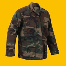 NEW HOT WEATHER BDU WOODLAND JACKET MADE IN THE USA MEDIUM LONG picture