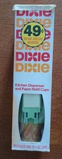 Vintage Dixie 5 oz. Kitchen Cup Dispenser & Refill Cups 1970s Green picture