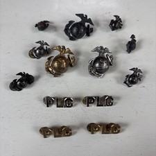 Vintage 1950s 1960s USMC Eagle Globe Anchor EGA Collar Pins Lot Officer PLC picture