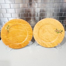Vintage G.H. Specialty Milwaukee 10” Plate Burlwood Hand Painted Floral Lot of 2 picture