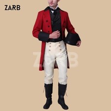 Victorian Red Tailcoat, Edwardian Reenactment Costume, 18th Century Men’s Jacket picture