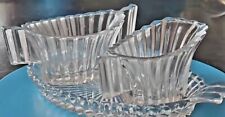Heisey Ridgeleigh Crystal Clear 3 PC Sugar, Creamer and Tray Set. All w/Logo. picture