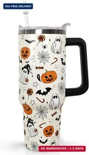Ceovfoi 40 oz Halloween Pumpkin Tumbler Insulated Stainless Water Bottle Travel picture