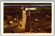 c1940s Aerial View Akron Ohio Night Skyline Linen Postcard picture