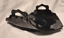 Vintage Black Amethyst Glass Nappy Dish, Double Handled picture