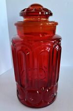 Large Amberina LE Smith Moon & Stars Glass 11” Canister picture