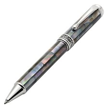 Xezo Maestro Black MOP Ballpoint Pen, Medium Tip. Platinum Plated. Handmade, LE picture