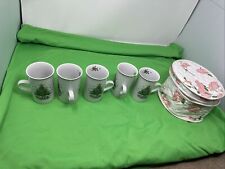 (5) Salem Christmas Eve Tall Holiday Coffee Tea Mug Porcelain Fine China w/ Case picture