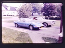Vtg 1972 35mm Slide - Opel GT, Plymouth Roadrunner Cars in Driveway picture