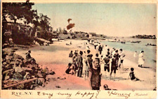 Rye New York 1907 beach scene hand colored postcard a67 picture