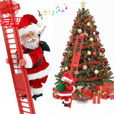 Climbing Santa Claus on Ladder, Electric Musical Christmas Decoration SHIPS FREE picture