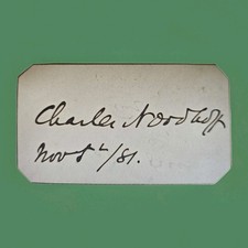 Charles Nordhoff 1881 Signed Card NY Herald California Author Ojai picture