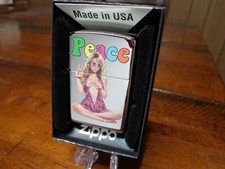 PINUP GIRL HIPPIE CHICK PEACE SEXY BLONDE ZIPPO LIGHTER MINT KEITH GARVEY picture