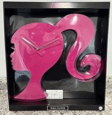 Barbie Silhouette Wall Clock Hot Pink Ponytail Logo Analog 19