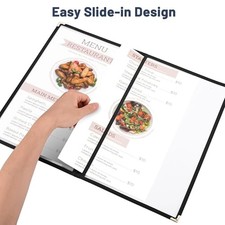 WeChef 30 Pack Restaurant Menu Covers 8.5 x 14 Double Fold 2 Pages 4 Views picture