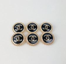 STAMPED lot of 6 Designer Black and Gold Button picture