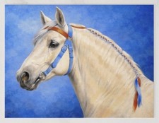 POSTCARD PERCHERON DRAFT HORSE PAINTING COPY ART PHOTO 4.25”x5.5” picture