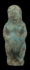 Ancient Egyptian Antiquities Bes God Rare Antique Blue Faience Statue Protector picture