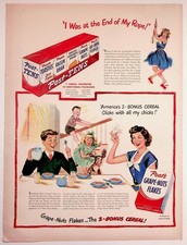 Post's Cereal Ad Vintage Original Print Full Page Colorful 1950s Family picture