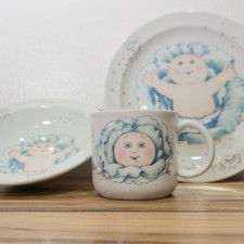 Vintage 1983 Cabbage Patch Kids 3 Piece Ceramic Dinnerware Set Plate Bowl Mug picture