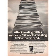 Vintage 1977 Mobil 1 Oil Advertisement Print Ad Poster Money Stack Car Care picture