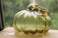 VTG Clear Green Art Glass Pumpkin 3.5