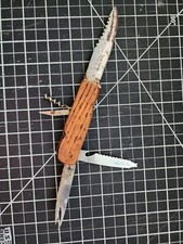 Globemaster Japan No 60901 Fishing and Camping Knife custom handle vtg check pic picture