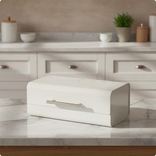 Bread Box with Hinged Lid Lid Multipurpose Metal Storage Box with Hinged Lid picture