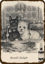 1957 BLACK & WHITE WHISKY Scotty Westie Dog Vin-Lk DECORATIVE REPLICA METAL SIGN picture
