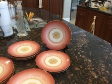 Antique c1880-1900 Handpainted Pink w/Gold CA Selzer Haviland Limoges Set of 4 picture