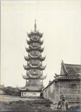 China, Shanghai Longhua Tower. vintage silver print vintage silver print picture