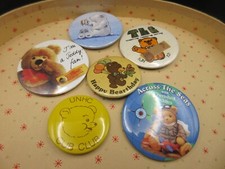 Vtg Lot of 6 TEDDY BEAR Pinback Button Steiff Cherished UNHC Cub Club Birthday picture
