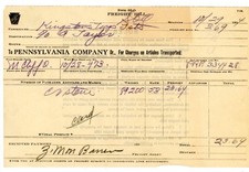 1919 Pennsylvania Company Freight Bill Kingston Twp. to Taylor, PA PRR Railroad picture