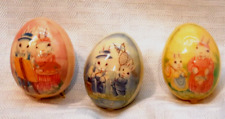 Vintage Ceramic Easter Eggs - Set of three- Rabbit Graphics picture
