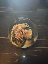 Josh Simpson Inhabited Planet Studio Art Glass Paperweight 1989 Signed 2-70 picture