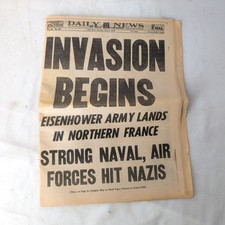 Vtg 1944 Daily News Newspaper New York WWII Invasion Begins June 6 picture