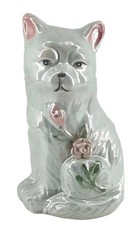 Colorful Ceramic Luster Standing Cat Figurine Floral Design 6