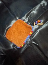 Vintage Handmade Native American Beaded Leather Medicine Pouch - Zipper picture