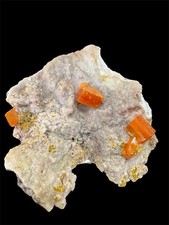 Stunning Orange WULFENITE on CALCITE *Erupcion, Los Lamentos, Mexico* picture