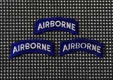 3 Pcs Vintage US Army AIRBORNE Full Color SSI Tab Patch Paratrooper White/Blue picture