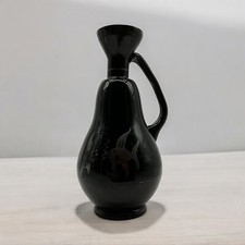 Antique Czechoslovakia Black Amethyst Vase w/ Silver Overlay Art Nouveau Style picture