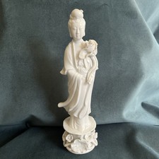 Chinese White Blanc De Chine Porcelain Guanyin Kwan YIN Figurine Statue 8.5