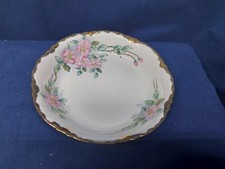 Vintage White/Pink Floral Bowl With Gold Trim Handpainted Beautiful picture